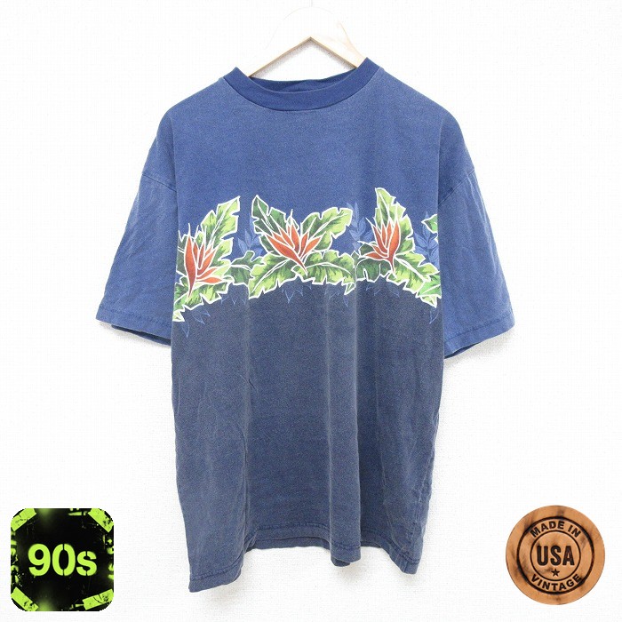 【50%OFF】ノーティカ 90s 半袖Tシャツ 花 ネイビー XL | 古着