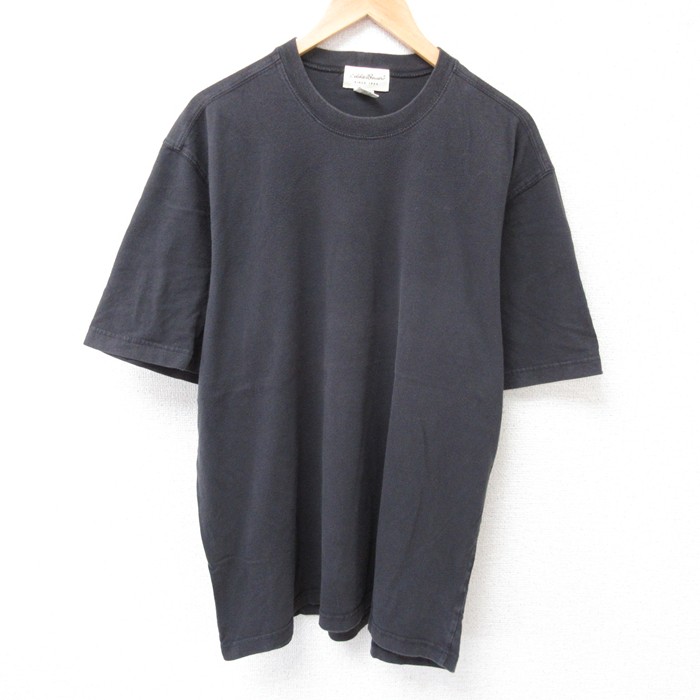 XL★古着 エディーバウアー 半袖 ビンテージ Tシャツ メンズ 00年代 00s 無地 大きいサイズ コットン クルーネック 黒 ブラック 25jul15 中古