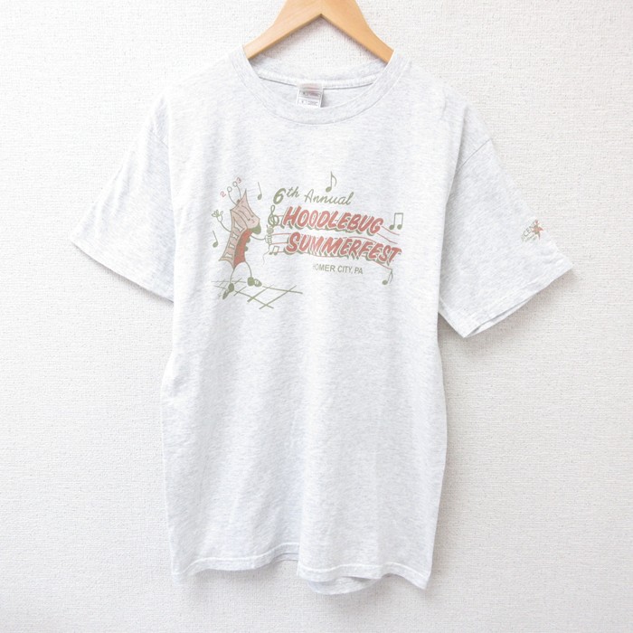 【20%OFF】L★古着 フルーツオブザルーム 半袖 ビンテージ Tシャツ メンズ 00年代 00s サマーフェスト コットン クルーネック 薄グレー 霜降り 25jul15 中古