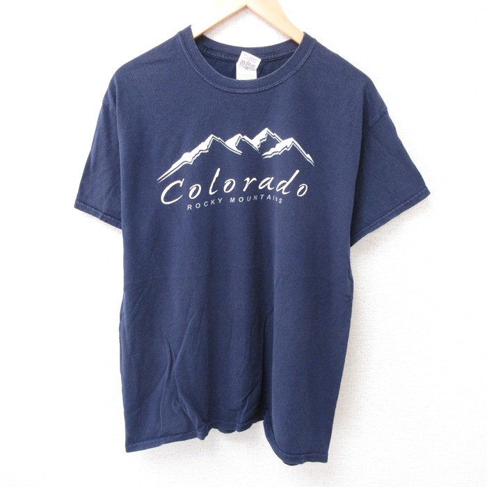 【50%OFF】L★古着 半袖 ビンテージ Tシャツ メンズ 00年代 00s コロラド コットン クルーネック 紺 ネイビー 25jul15 中古