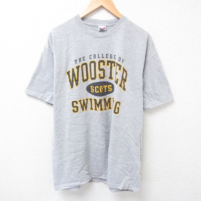 XL★古着 半袖 ビンテージ Tシャツ メンズ 00年代 00s スイミング クルーネック グレー 霜降り 25jul16 中古