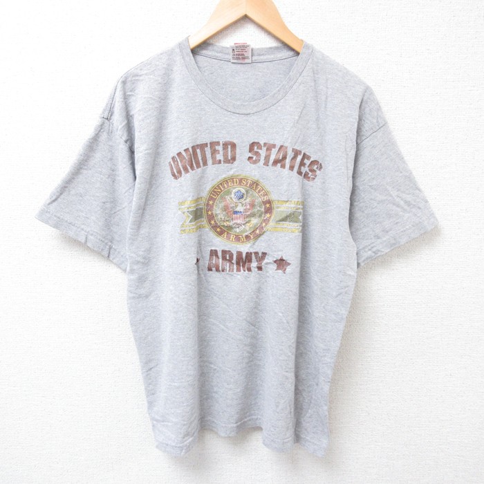 L★古着 半袖 ビンテージ Tシャツ メンズ 00年代 00s ミリタリー USアーミー クルーネック USA製 グレー 霜降り 25jul16 中古