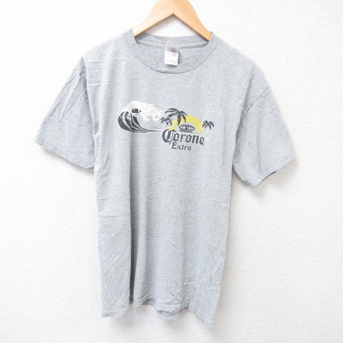 L★古着 フルーツオブザルーム 半袖 ビンテージ Tシャツ メンズ 00年代 00s コロナ クルーネック グレー 霜降り 25jul16 中古