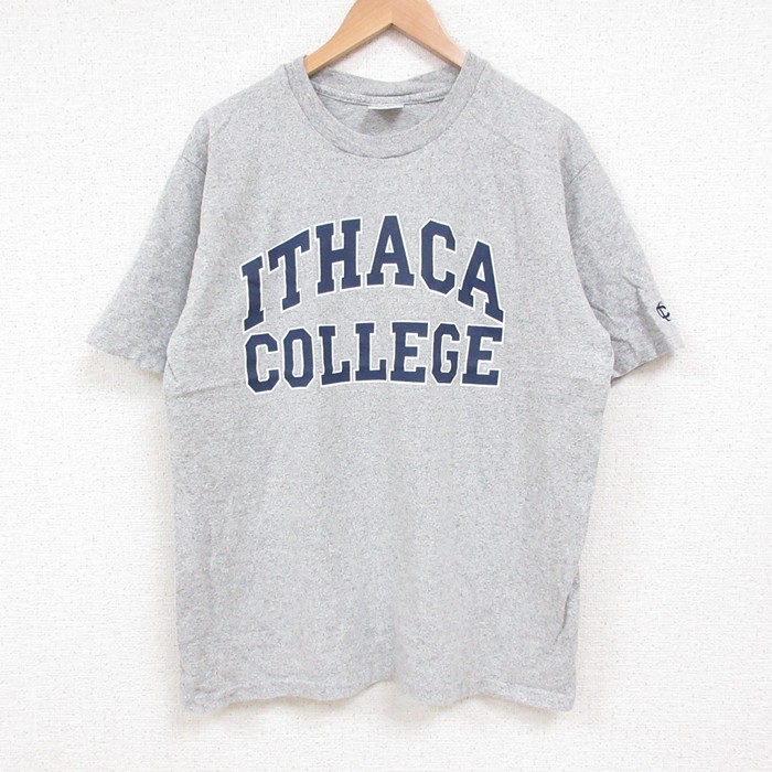 L★古着 半袖 ビンテージ Tシャツ メンズ 00年代 00s カレッジ クルーネック USA製 グレー 霜降り 25jul19 中古