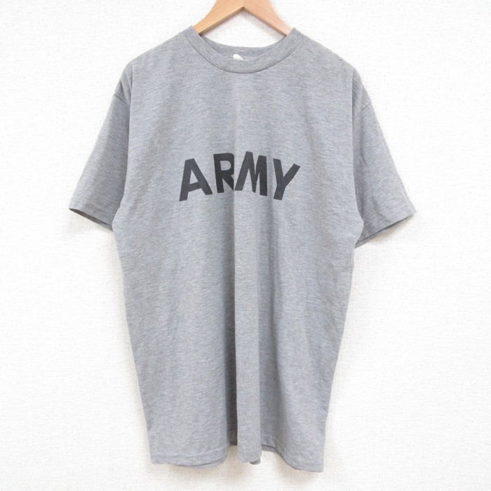XL★古着 半袖 ビンテージ Tシャツ メンズ 00年代 00s ミリタリー アーミー ARMY リフレクター コットン クルーネック USA製 濃グレー 霜降り 25jul19 中古