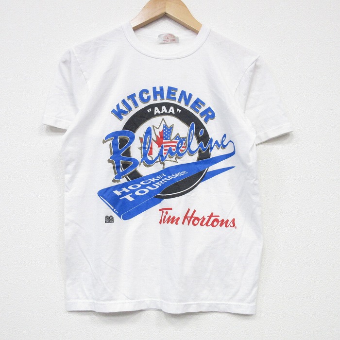 S★古着 半袖 ビンテージ Tシャツ メンズ 80年代 80s ティムホートンズ クルーネック カナダ製 白 ホワイト 25jul19 中古
