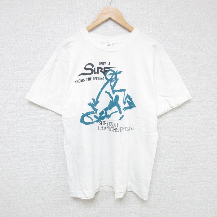 L★古着 フルーツオブザルーム 半袖 ビンテージ Tシャツ メンズ 90年代 90s サーフクラブ コットン クルーネック USA製 白 ホワイト 25jul23 中古