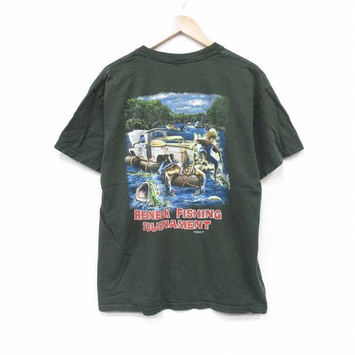 00s 半袖Tシャツ フィッシング グリーン XL | 古着