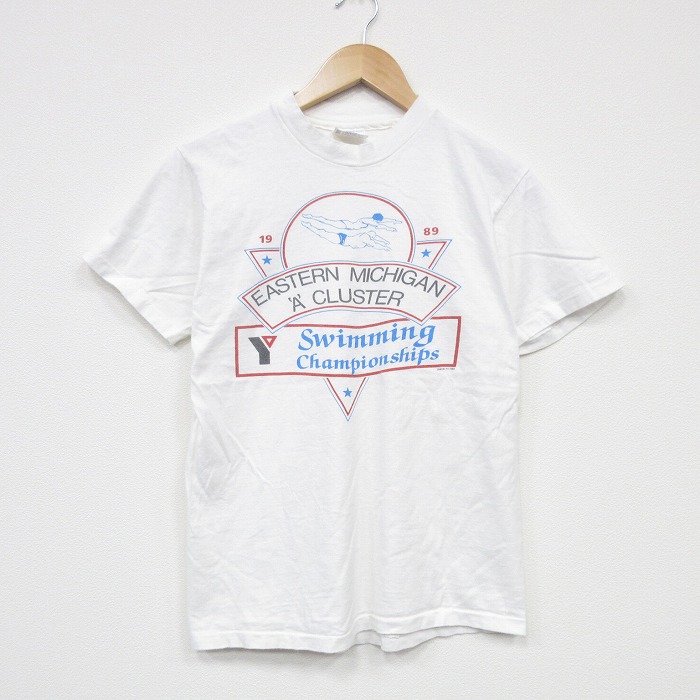 【50%OFF】S★古着 ヘインズ Hanes 半袖 ビンテージ Tシャツ メンズ 80年代 80s ミシガン コットン クルーネック USA製 白 ホワイト 25jul23 中古