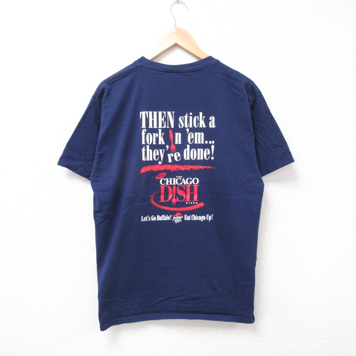 【50%OFF】L★古着 フルーツオブザルーム 半袖 ビンテージ Tシャツ メンズ 00年代 00s メッセージ コットン クルーネック 紺 ネイビー 25jul26 中古