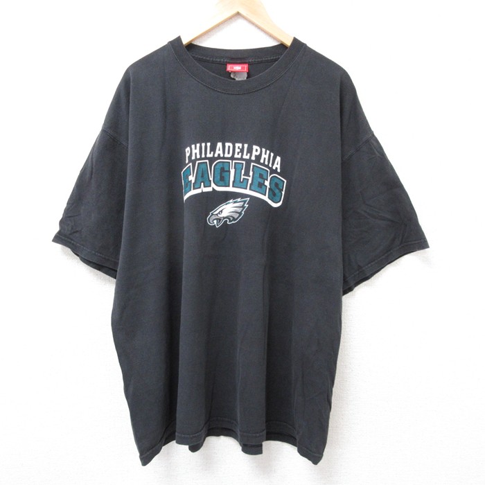 XL★古着 半袖 ビンテージ Tシャツ メンズ 00年代 00s NFL フィラデルフィアイーグルス 大きいサイズ コットン クルーネック 黒 ブラック アメフト スーパーボウル 25jul26 中古