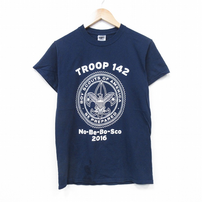 S★古着 半袖 Tシャツ メンズ ボーイスカウト コットン クルーネック 紺 ネイビー 25aug25 中古