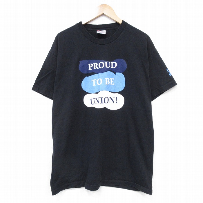 【20%OFF】XL★古着 半袖 ビンテージ Tシャツ メンズ 00年代 00s PROUD コットン クルーネック USA製 黒 ブラック 25aug25 中古