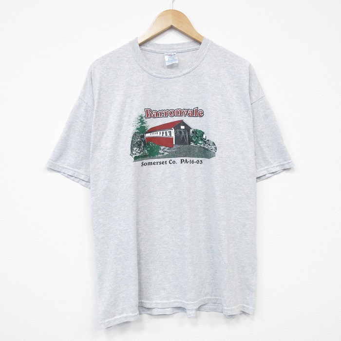 XL★古着 ジャージーズ 半袖 ビンテージ Tシャツ メンズ 00年代 00s 橋 クルーネック 薄グレー 霜降り 25aug25 中古