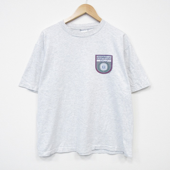 L★古着 半袖 ビンテージ Tシャツ メンズ 90年代 90s ハートフォード コットン クルーネック 薄グレー 霜降り 25aug25 中古