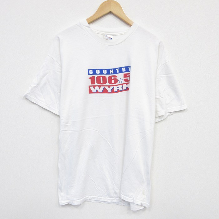 XL★古着 ヘインズ Hanes 半袖 ビンテージ Tシャツ メンズ 00年代 00s WYRK コットン クルーネック 白 ホワイト 25aug07 中古