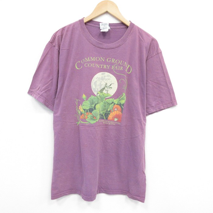 XL★古着 半袖 ビンテージ Tシャツ メンズ 90年代 90s カマキリ コットン クルーネック USA製 紫 パープル 25aug07 中古