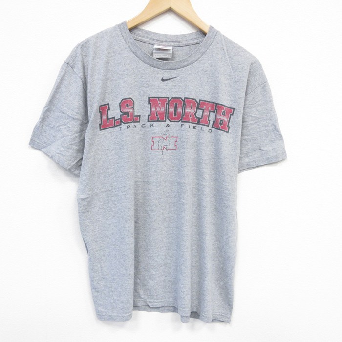 XL★古着 ナイキ NIKE 半袖 ビンテージ Tシャツ メンズ 00年代 00s NORTH クルーネック グレー 霜降り 25aug07 中古