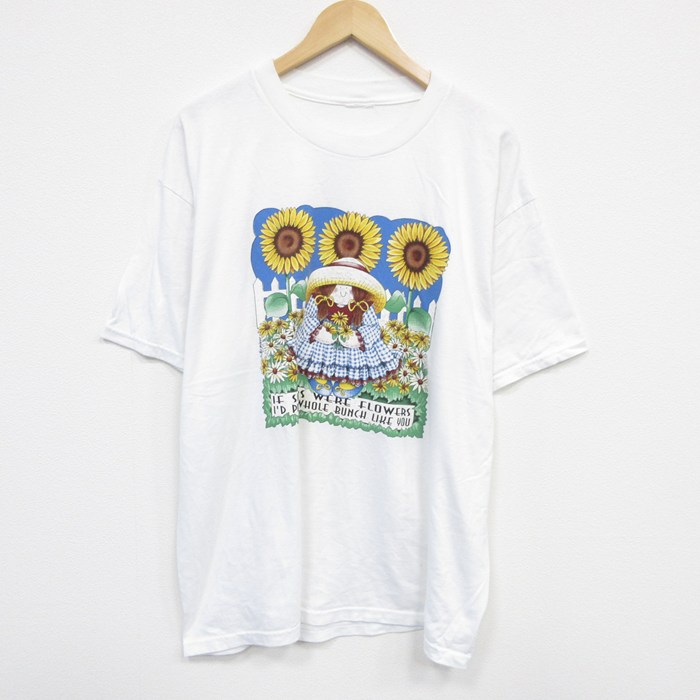 【50%OFF】XL★古着 半袖 ビンテージ Tシャツ メンズ 00年代 00s 女の子 大きいサイズ クルーネック 白 ホワイト 25aug07 中古