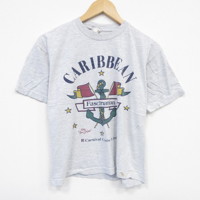 L★古着 半袖 ビンテージ Tシャツ メンズ 00年代 00s カーニバルクルーズ コットン クルーネック グレー 霜降り 25aug07 中古