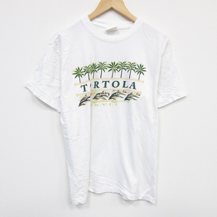 L★古着 半袖 ビンテージ Tシャツ メンズ 00年代 00s イルカ コイル ットン クルーネック 白 ホワイト 25aug07 中古