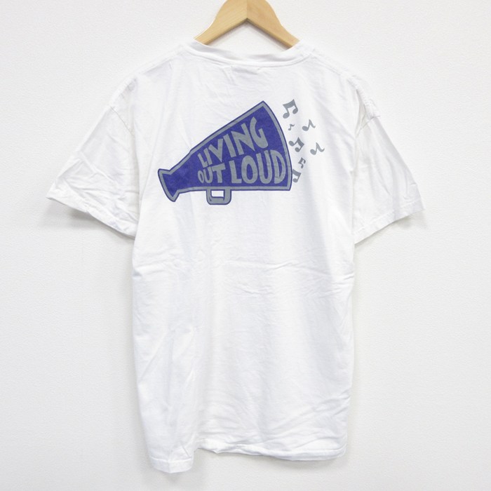 L★古着 ヘインズ Hanes 半袖 ビンテージ Tシャツ メンズ 00年代 00s メガホン コットン クルーネック 白 ホワイト 25aug07 中古
