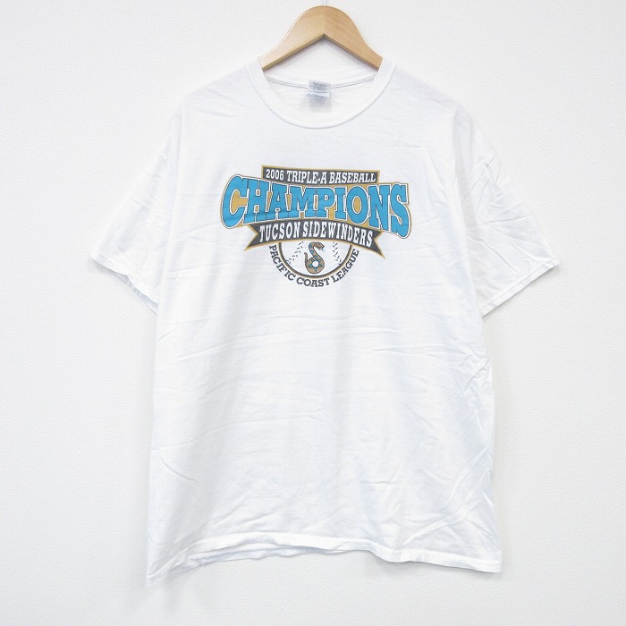 XL★古着 半袖 ビンテージ Tシャツ メンズ 00年代 00s ベースボール コットン クルーネック 白 ホワイト 25aug07 中古