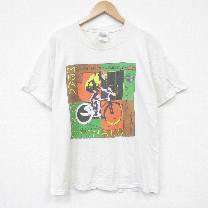 L★古着 半袖 ビンテージ Tシャツ メンズ 00年代 00s MBAA 企業広告 コットン クルーネック 薄ベージュ カーキ 25aug07 中古