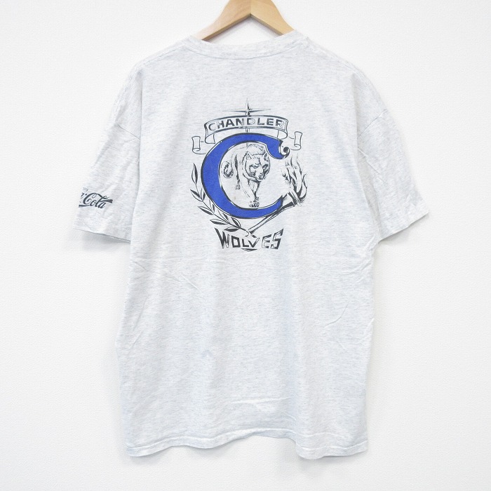 XL★古着 オニータ ONEITA 半袖 ビンテージ Tシャツ メンズ 90年代 90s オオカミ クルーネック 薄グレー 霜降り 25aug07 中古