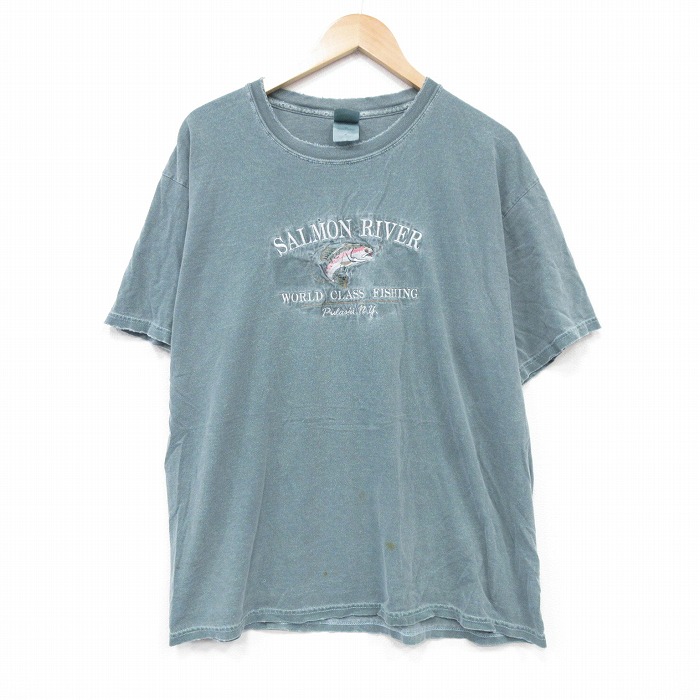 00s 半袖Tシャツ 刺繍 サーモン XL | 古着