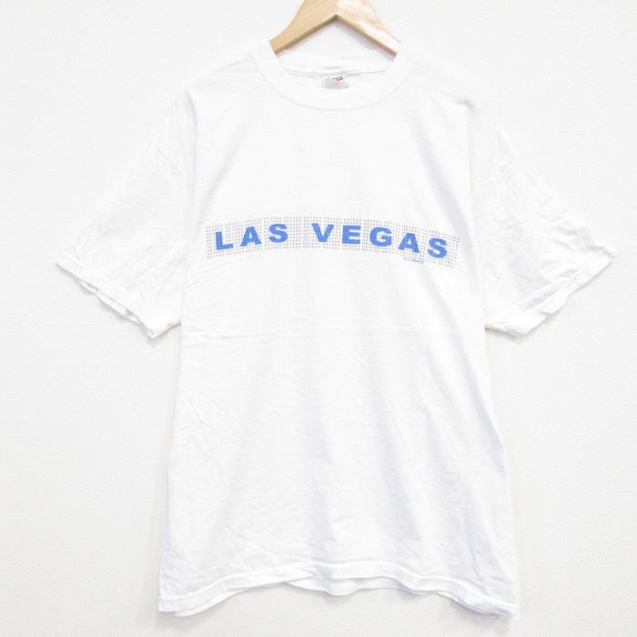 XL★古着 半袖 ビンテージ Tシャツ メンズ 00年代 00s ラスベガス 大きいサイズ コットン クルーネック 白 ホワイト 25aug07 中古