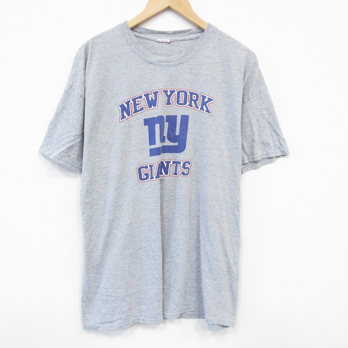 XL★古着 半袖 ビンテージ Tシャツ メンズ 00年代 00s NFL ニューヨークジャイアンツ クルーネック グレー 霜降り アメフト スーパーボウル 25aug08 中古