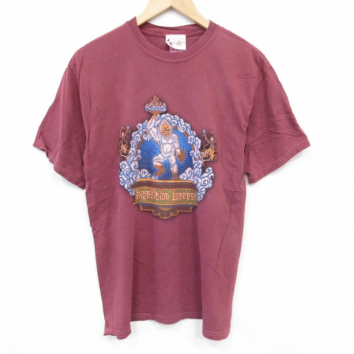 【50%OFF】M★古着 半袖 ビンテージ Tシャツ メンズ 00年代 00s ディズニー DISNEY エクスペディションエベレスト コットン クルーネック エンジ 25aug08 中古