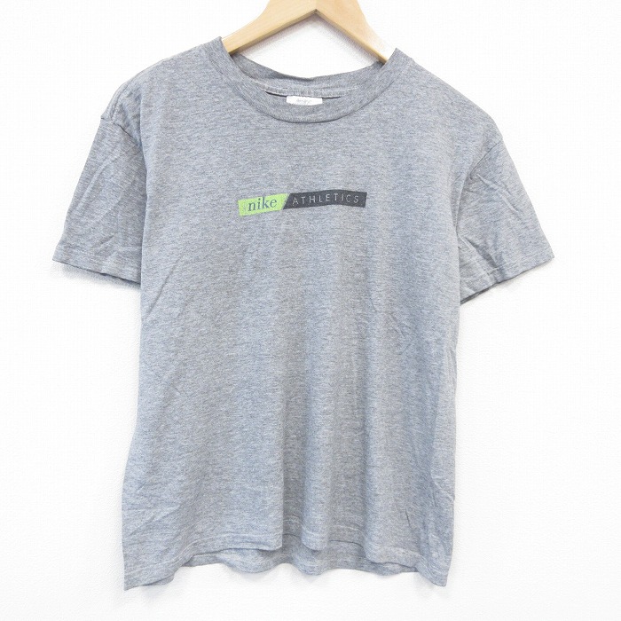 M★古着 ナイキ NIKE 半袖 ビンテージ Tシャツ メンズ 90年代 90s ワンポイントロゴ クルーネック USA製 グレー 霜降り 【spe】 25aug08 中古