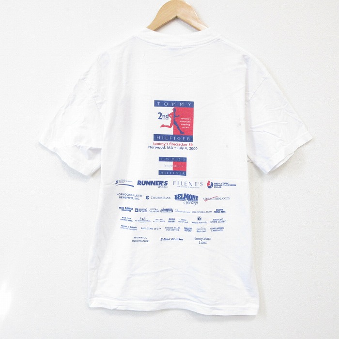 L★古着 半袖 ビンテージ ブランド Tシャツ メンズ 00年代 00s ビッグロゴ 企業広告 コットン クルーネック USA製 白 ホワイト 【spe】 25aug08 中古