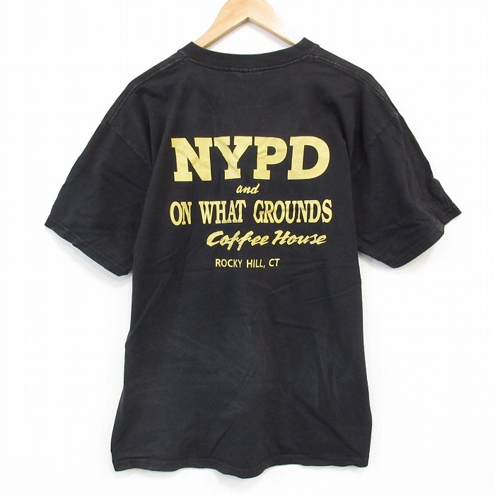 【50%OFF】XL★古着 半袖 ビンテージ Tシャツ メンズ 00年代 00s NYPD コットン クルーネック 黒 ブラック 25aug08 中古