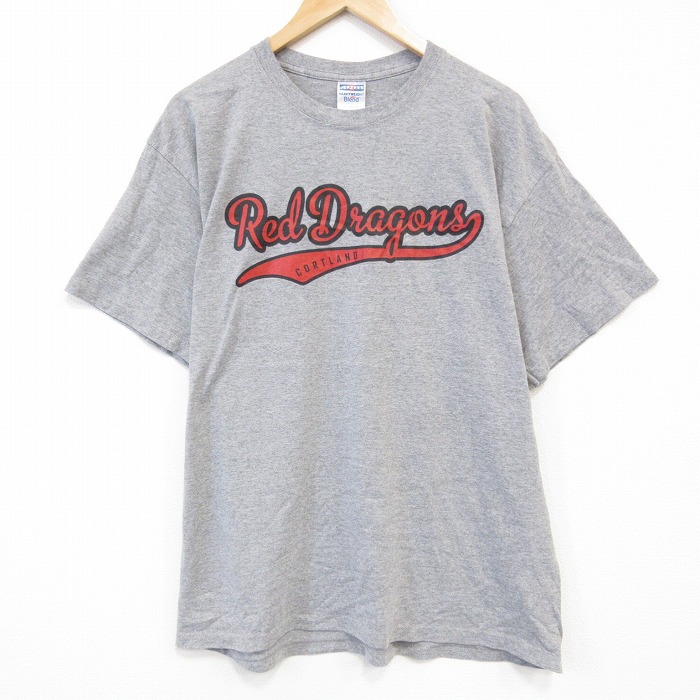 XL★古着 ジャージーズ 半袖 ビンテージ Tシャツ メンズ 00年代 00s Red クルーネック グレー 霜降り 25aug08 中古