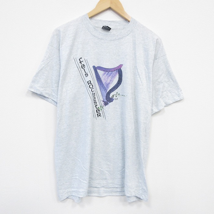 XL★古着 フルーツオブザルーム 半袖 ビンテージ Tシャツ メンズ 90年代 90s ハーブ クルーネック USA製 薄グレー 霜降り 25aug08 中古