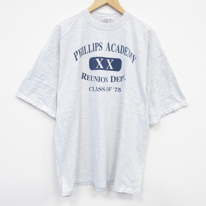 XL★古着 半袖 ビンテージ Tシャツ メンズ 90年代 90s クラスオブ 大きいサイズ コットン クルーネック USA製 薄グレー 霜降り 25aug08 中古