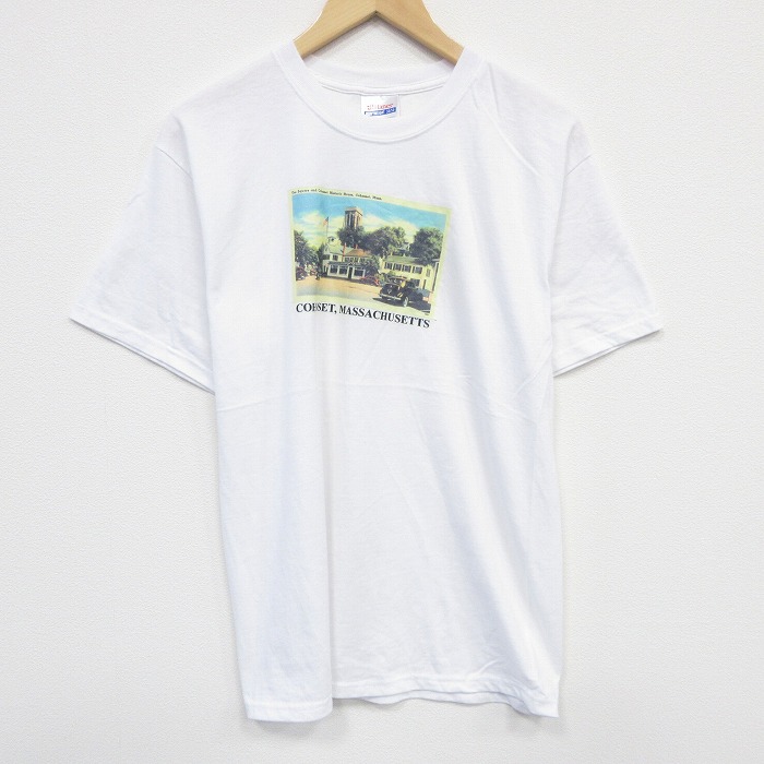【20%OFF】M★古着 ヘインズ Hanes 半袖 ビンテージ Tシャツ メンズ 00年代 00s マサチューセッツ クルーネック 白 ホワイト 25aug08 中古
