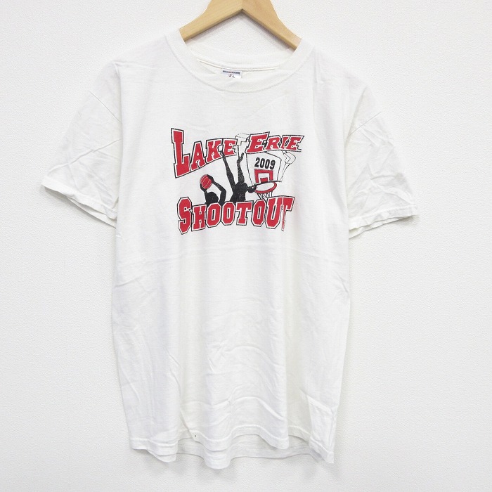L★古着 ジャージーズ 半袖 ビンテージ Tシャツ メンズ 00年代 00s シュートアウト コットン クルーネック 白 ホワイト 25aug08 中古