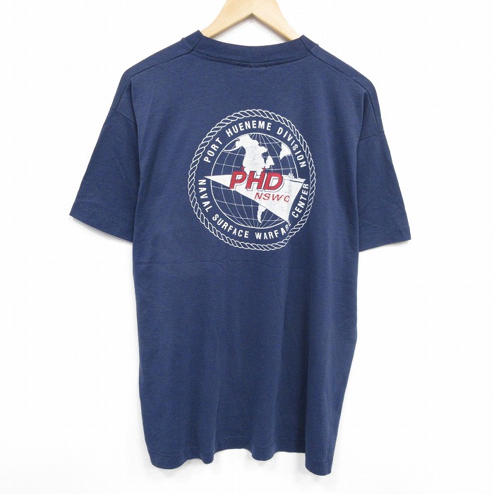 XL★古着 フルーツオブザルーム 半袖 ビンテージ Tシャツ メンズ 90年代 90s PHD 大きいサイズ クルーネック USA製 紺 ネイビー 25aug09 中古