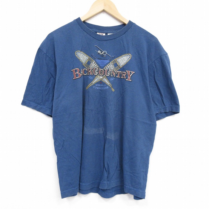 XL★古着 FADED GLORY 半袖 ビンテージ Tシャツ メンズ 00年代 00s バックカントリー 大きいサイズ コットン クルーネック 薄紺 ネイビー 25aug09 中古