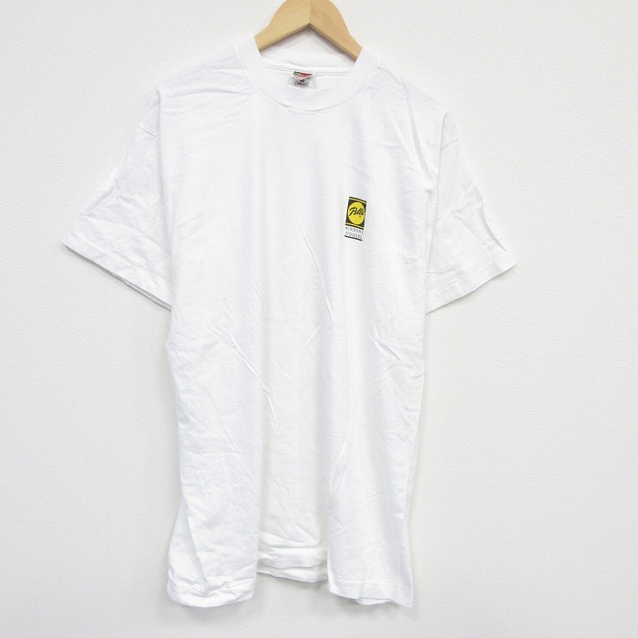 XL★古着 フルーツオブザルーム 半袖 ビンテージ Tシャツ メンズ 90年代 90s Pella ロング丈 コットン クルーネック USA製 白 ホワイト 25aug09 中古