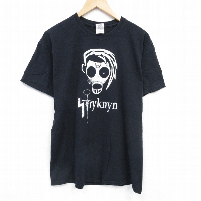 L★古着 半袖 ビンテージ Tシャツ メンズ 00年代 00s ガスマスク コットン クルーネック 黒 ブラック 25aug09 中古
