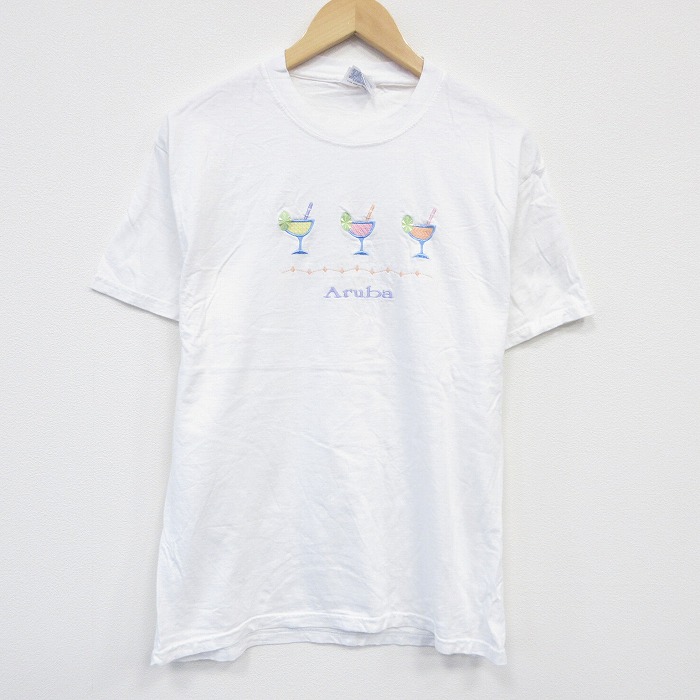 ヘインズ 00s 半袖Tシャツ カクテル刺繍 ホワイト M | 古着