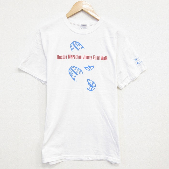 M★古着 半袖 ビンテージ Tシャツ メンズ 00年代 00s ボストンマラソン コットン クルーネック 白 ホワイト 25aug09 中古