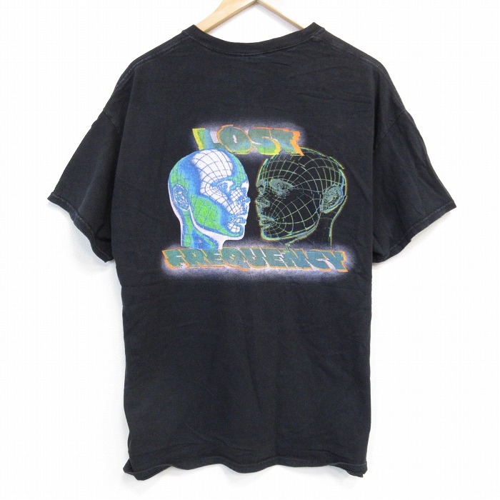 XL★古着 半袖 ビンテージ Tシャツ メンズ 90年代 90s LOST クルーネック USA製 黒 ブラック 25aug09 中古