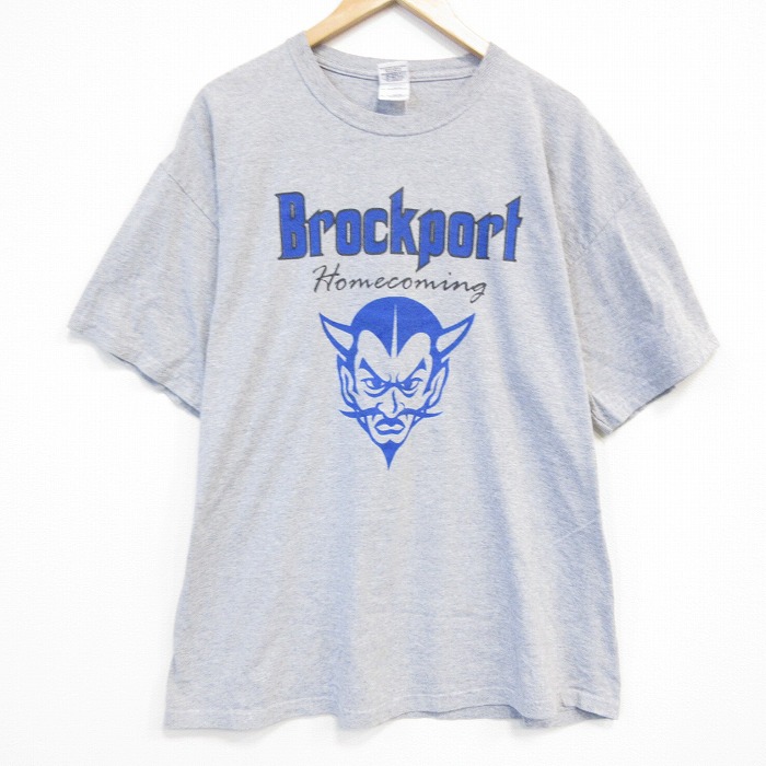 XL★古着 半袖 ビンテージ Tシャツ メンズ 00年代 00s デビル 大きいサイズ クルーネック グレー 霜降り 25aug09 中古