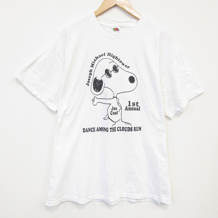 XL★古着 フルーツオブザルーム 半袖 ビンテージ Tシャツ メンズ 00年代 00s スヌーピー SNOOPY コットン クルーネック 白 ホワイト 【spe】 25aug09 中古
